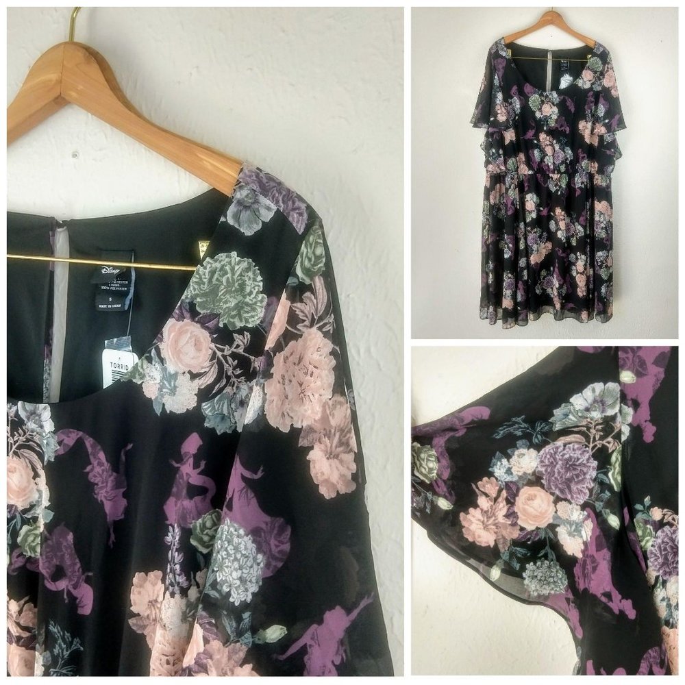 Torrid Disney Princess Ruffle Sleeve Skater Dress